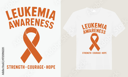 Show your support for leukemia awareness with this inspiring t-shirt design. Featuring a bold and vibrant awareness ribbon intertwined with empowering messages, this shirt symbolizes hope, strength, a
