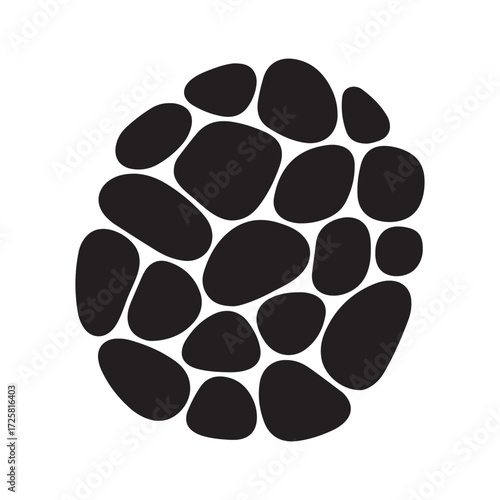 Minimalist Abstract Organic Rounded Black Shapes Pattern Vector Design