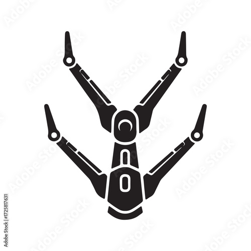 Flat Vector Robotic Device Icon with Symmetrical Arms and Minimalist Design