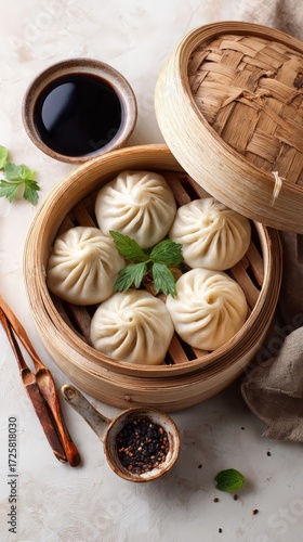 Wallpaper Mural delicate dim sum steamed buns with pork Torontodigital.ca