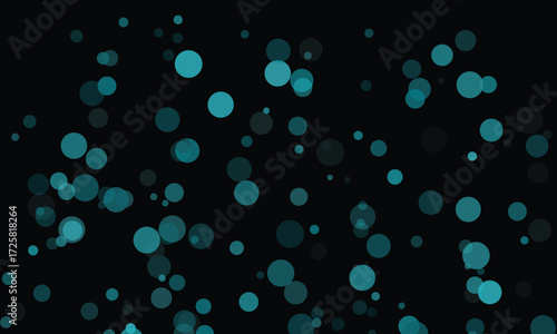 Teal Dark Blue Bokeh Circles on Background vector