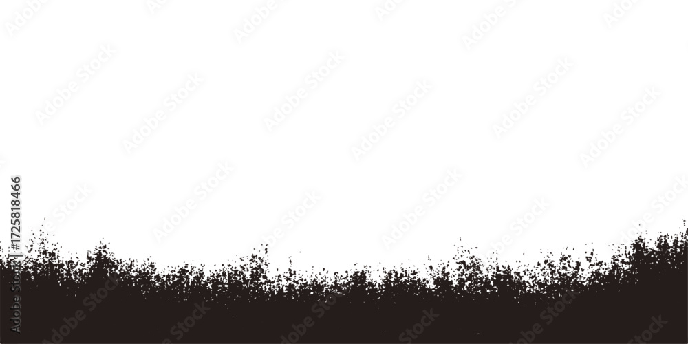 Fototapeta premium Green grass silhouette vector design on white background with grunge frame and artistic pattern