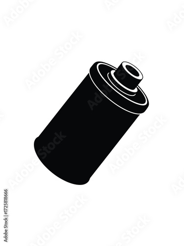 Black silhouette of a battery on a white background