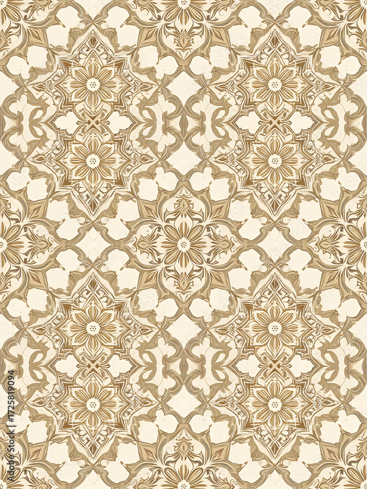 Seamless pattern with ogee ornament. Oriental traditional ornamentation with repeated tile shapes. Window tracery wallpaper. Grid motif. Digital paper for textile print, web design. Vector art image. Seamless pattern with ogee ornament. Oriental traditional ornamentation with repeated tile shapes. Window tracery wallpaper. Grid motif. Digital paper for textile print, web design. Vector art image.