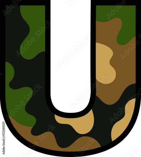 Camouflage Letter U - Military Pattern Typography 