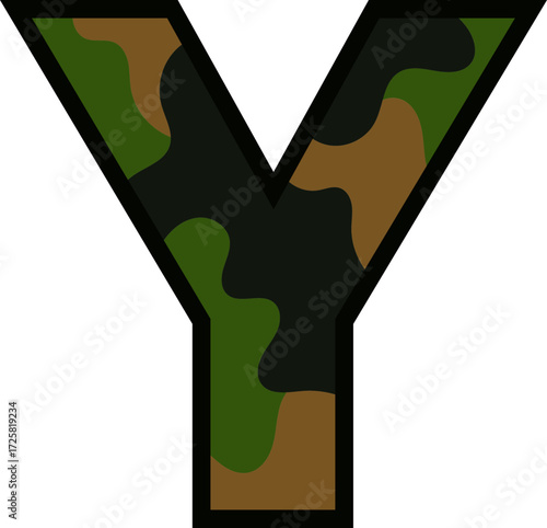 Camouflage Letter Y - Military Pattern Typography 