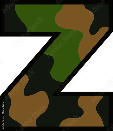 Camouflage Letter Z - Military Pattern Typography 