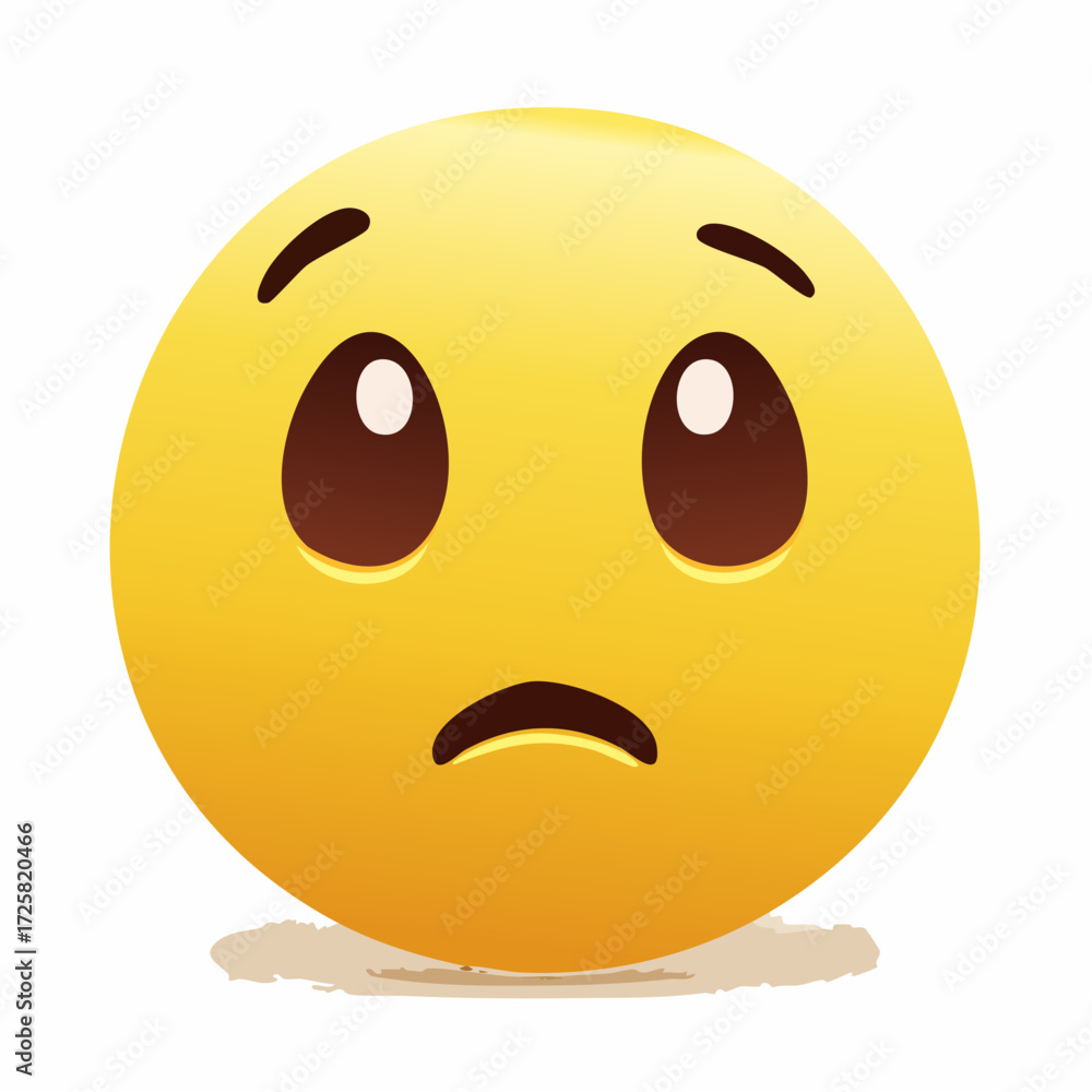 Fototapeta premium Emoji of Worried: A close-up view of a vibrant yellow emoji that perfectly encapsulates a sense of worry and anxiety.