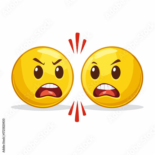 Face-Off: Two emoji representing a heated disagreement. The emojis showcase conflict and anger, highlighting the intensity of a tense moment.