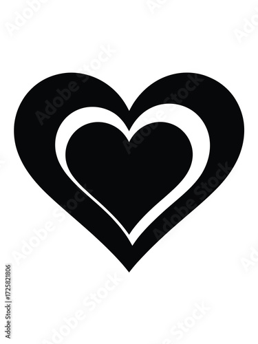 Black and white graphic of a layered heart symbol