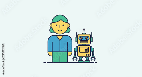 Human and robot companionship A friendly illustration of collaboration and future tech