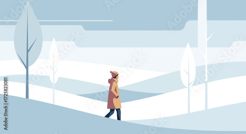 Winter Walk Serene Journey Through a Snowy Landscape