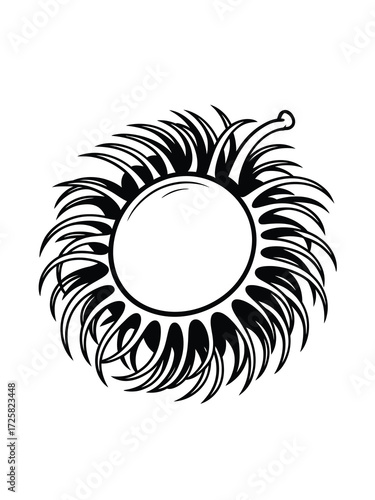 Stylized sun with radiating rays in a circular shape