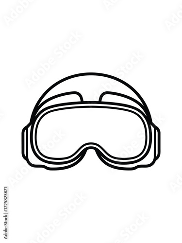 Simple line art icon of ski goggles or safety glasses