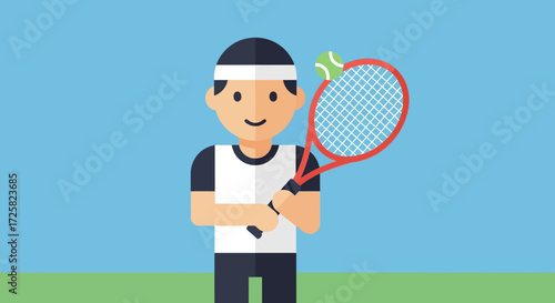 Tennis Player Illustration Ready to Serve