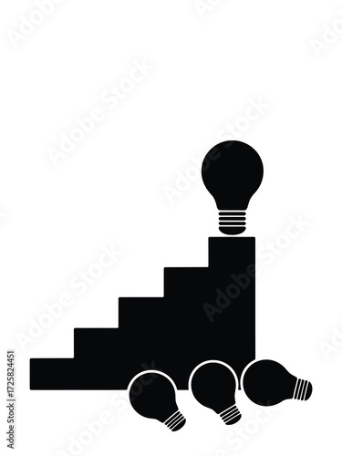 Lightbulb idea staircase success and failure concept
