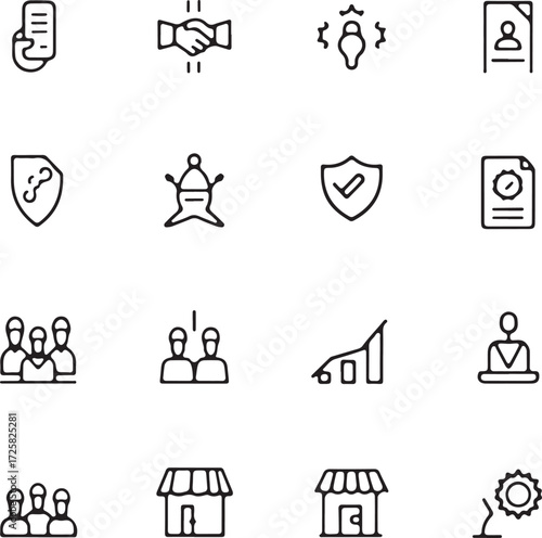 Meeting icons collection. Business meeting and communication sign dig set. Simple flat vector icon.
