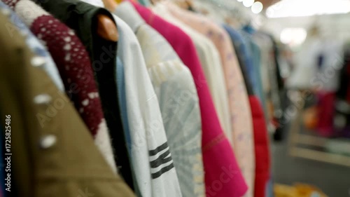 A diverse selection of stylish and fashionable clothing arranged beautifully on hangers