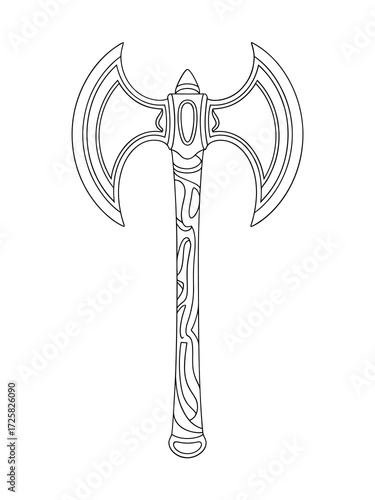 Fantasy double headed battle axe weapon outline