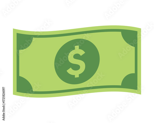 Stylized Dollar Note Icon – Green Currency Illustration with Central Dollar Symbol for Financial Graphics High-Quality Vectorial Stock Image