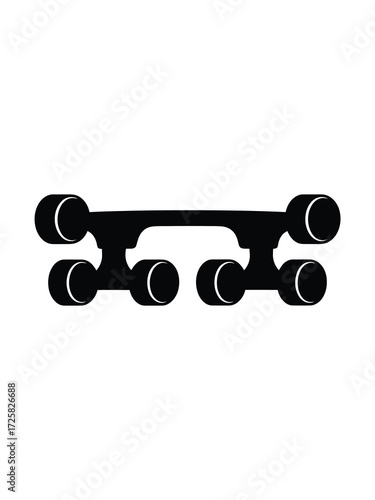 Black abstract geometric shape with six circular elements