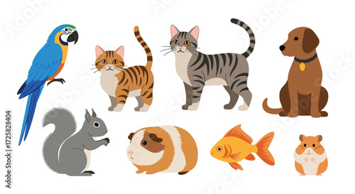 A variety of domestic animals depicted in pixel art style.
