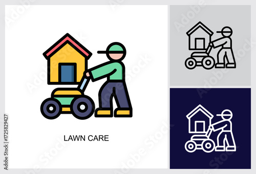 Lawn Care icon Multi Style Vector Illustration 