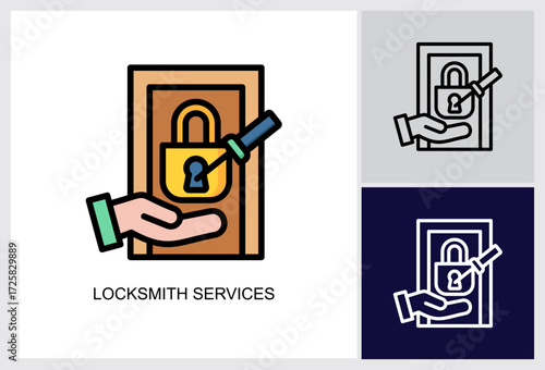 Locksmith Services icon Multi Style Vector Illustration 