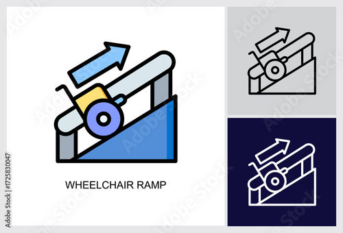 Wheelchair Ramp icon Multi Style Vector Illustration 