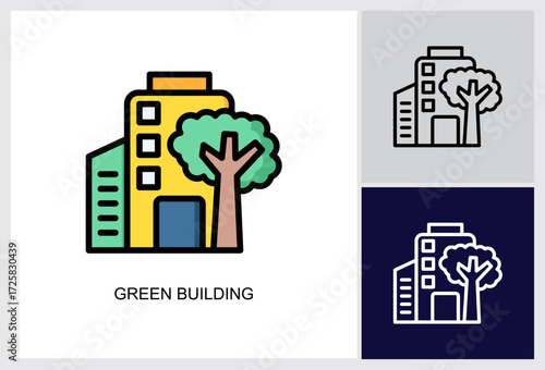 Green Building icon Multi Style Vector Illustration 