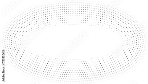 Circular oval frame with twelve concentric dotted lines where inner lines are thinner, outer lines thicker, featuring gradient from center to edge.