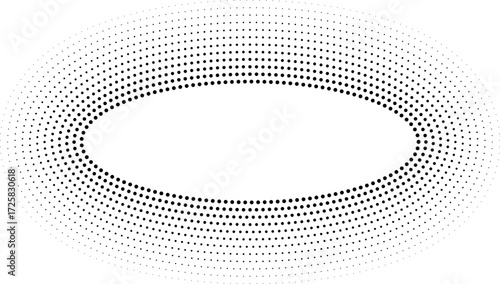 Circular oval frame with twelve concentric dotted lines, inside lines thicker and outside thinner, uniform black color without gradient.