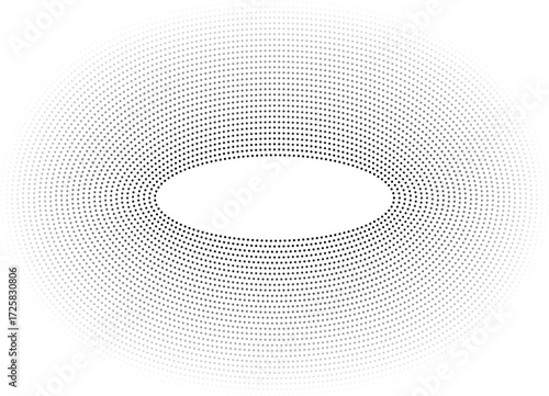 Circular oval frame with twenty-nine concentric dotted lines, all lines same thickness, featuring gradient from inside to outside.