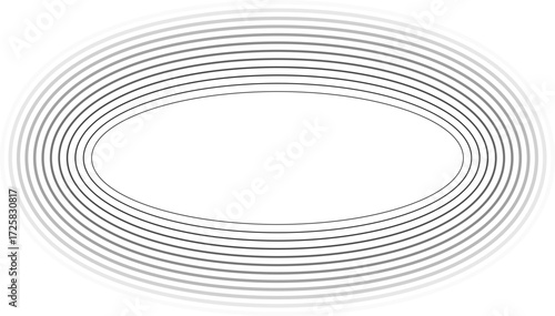 Circular oval frame containing twelve concentric solid lines, inner lines thinner, outer lines thicker, gradient applied from center outward.