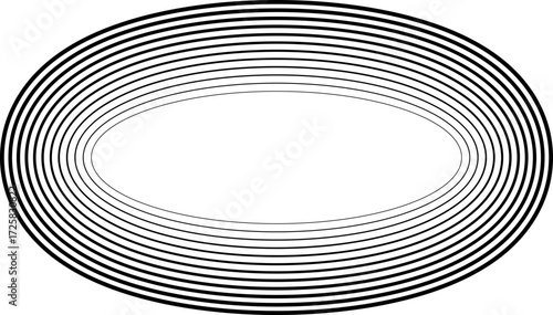 Circular oval frame with twelve concentric solid lines, thinner inner lines and thicker outer lines, solid black with no gradient.