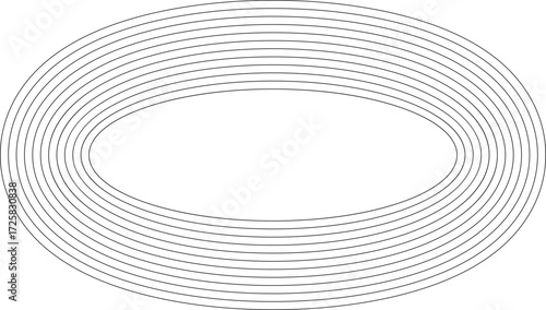 Circular oval frame with twelve concentric solid lines of equal thickness, uniform black color without gradient.