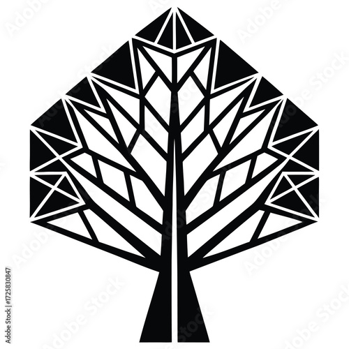 Abstract geometric tree design with clean lines and vibrant color options