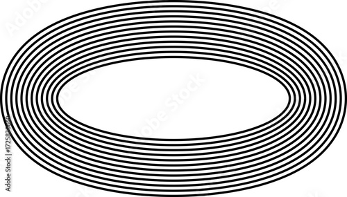 Circular oval frame with twelve concentric solid lines, thick lines all equal in width, solid black without gradient.