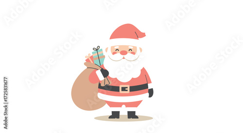 santa claus with a bag full christmas gift
