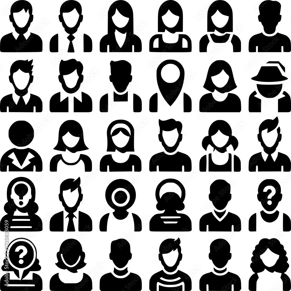Obraz premium Iconic Avatar Collection: A curated assortment of diverse and stylized avatars, offering a versatile selection for digital representation and profile customization.