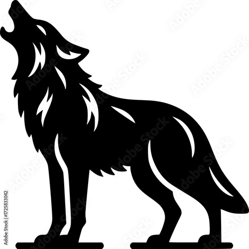 Howling Silhouette: A striking silhouette of a wolf against a stark backdrop, embodying the untamed spirit of the wilderness and the primal call of the wild.