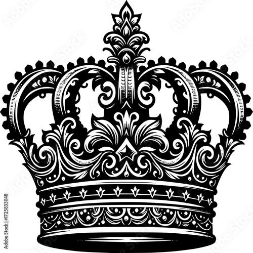 Royal Crown Ornament: This digitally rendered royal crown, steeped in rich detail, symbolizes royalty and authority, evoking a sense of prestige and heritage.
