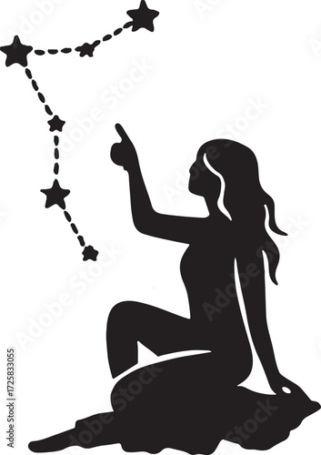 Constellation line silhouette vector illustration isolated on white background for astronomy design use