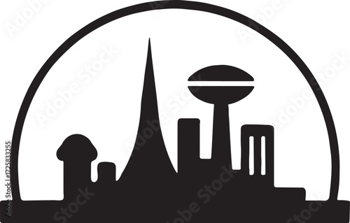 Dome city silhouette vector illustration isolated on white background for futuristic design and creative use