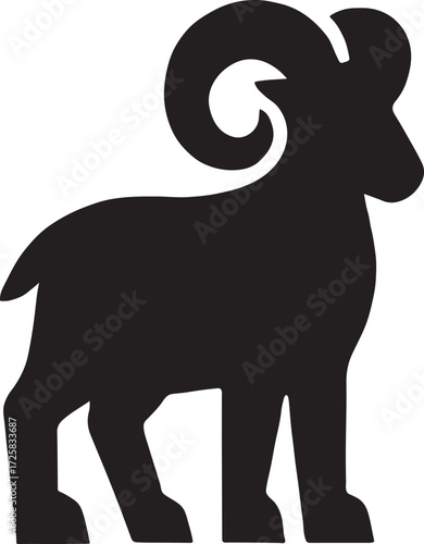 Aries ram silhouette vector illustration isolated on white background for zodiac and astrology design use