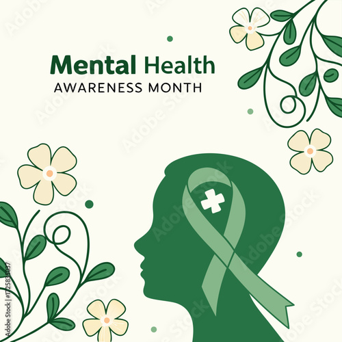 Mental health awareness month design celebrating well being