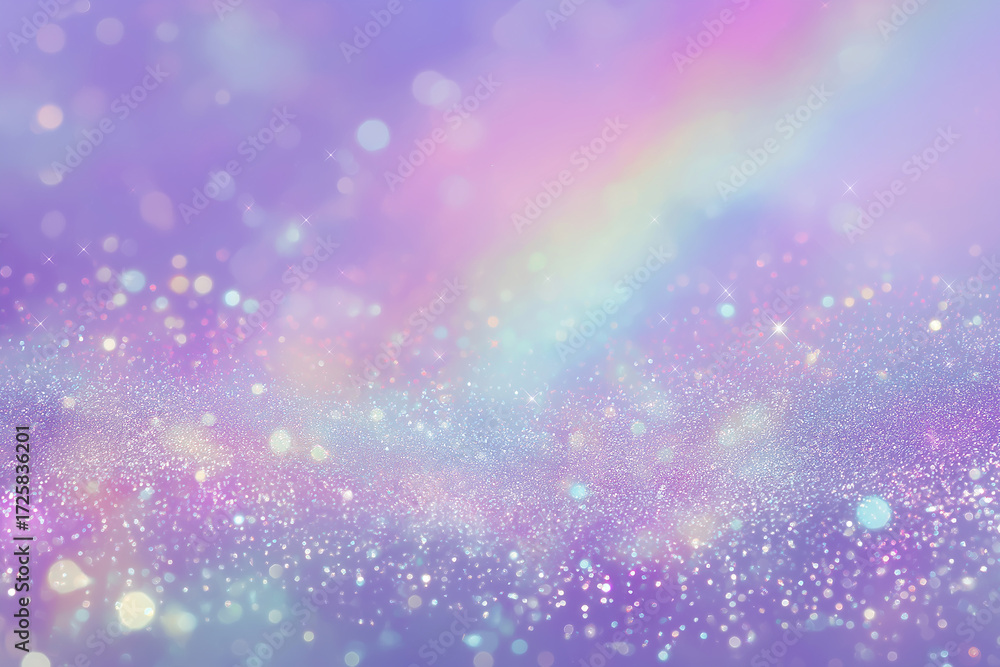 Obraz premium Magical pastel rainbow and glitter background with bokeh lights, dreamy and ethereal atmosphere, soft focus effect