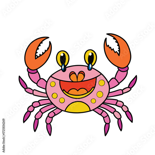 Smiling Crab Cartoon  vector