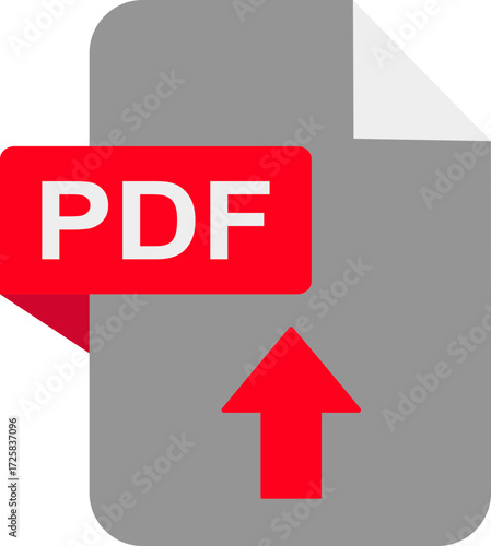PDF file format icon. PDF file download symbol isolated on transparent background. Format for documents, texts, images, vector illustration.
