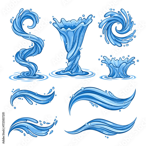 Dynamic water splashes and waves create a beautiful aquatic display.